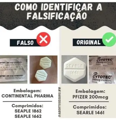 Diferença entre Cytotec original e falso
